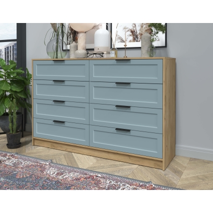 Kомод Тренд КТ-К157 (Дуб золотой ЛДСП/ Океан ЛМДФ) Ш1565 В1020 Г451 Kомод Тренд КТ-К157 (Дуб золотой ЛДСП/ Океан ЛМДФ) Ш1565 В1020 Г451